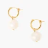 Baroque Pearl Hoop Earrings White