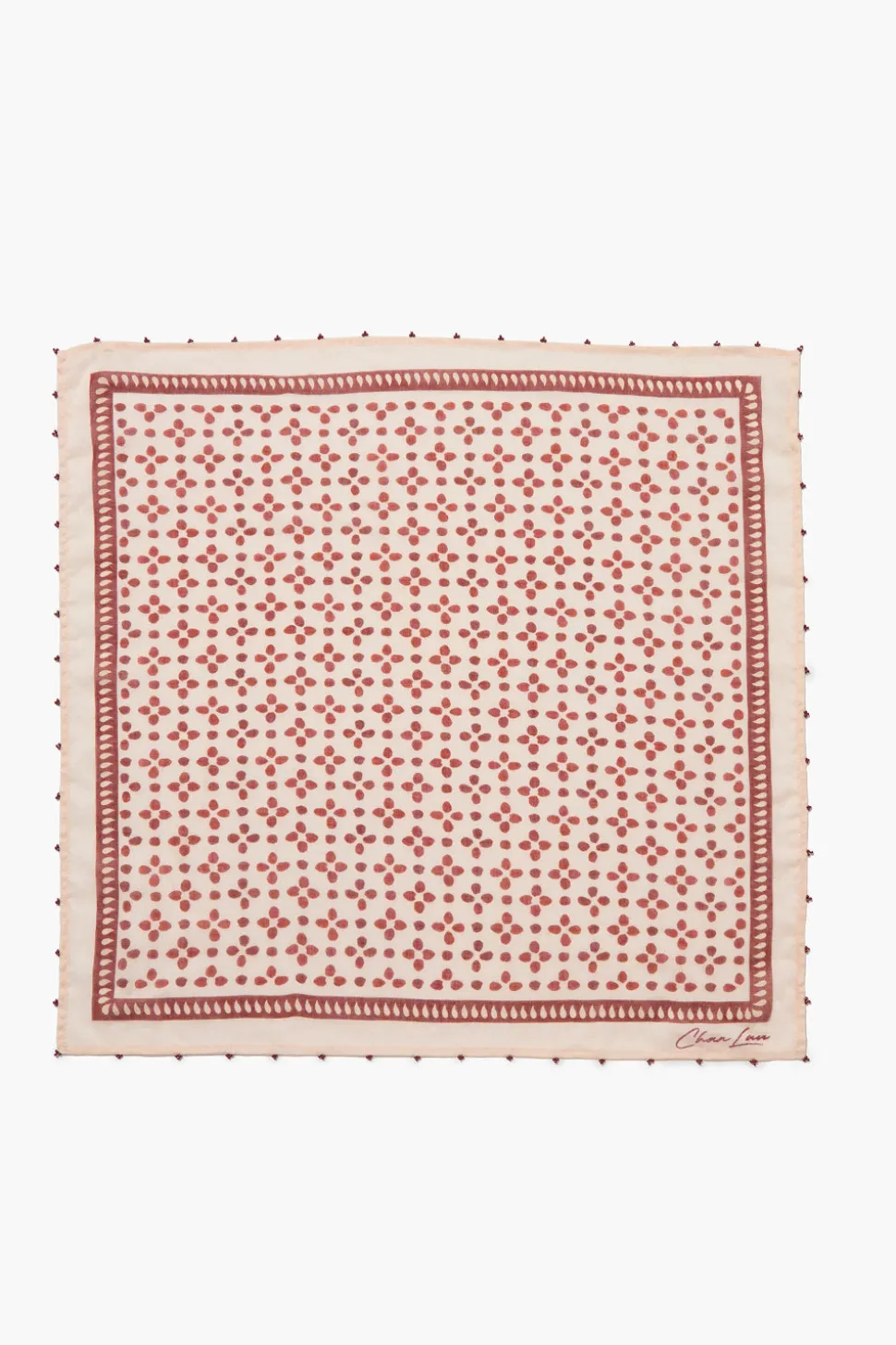 Beaded Floral Bandana Pink Sand