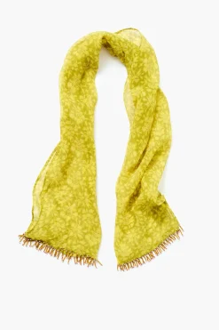 Beaded Silk Scarf Yellow
