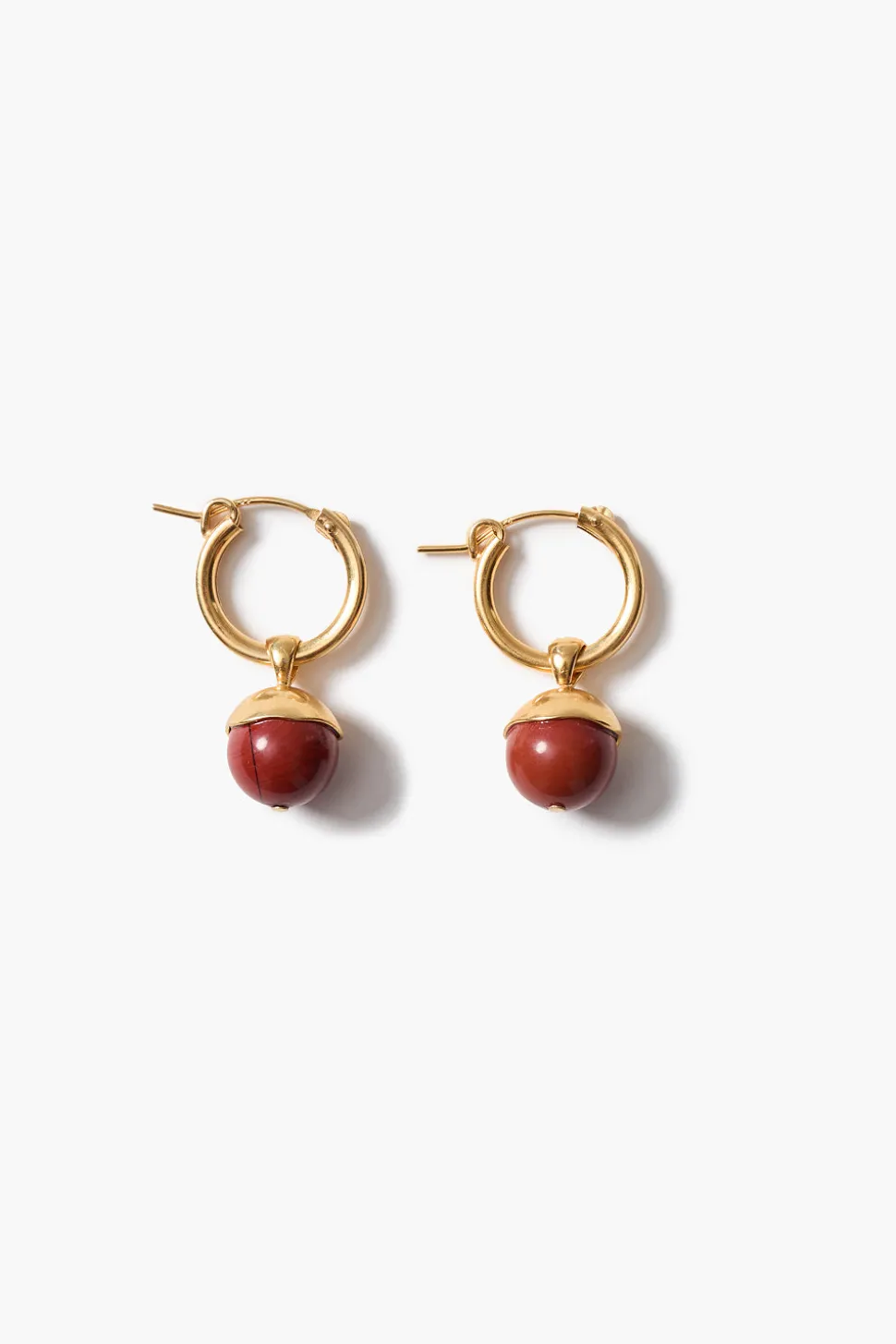 Bell Hoop Earrings Red Jasper