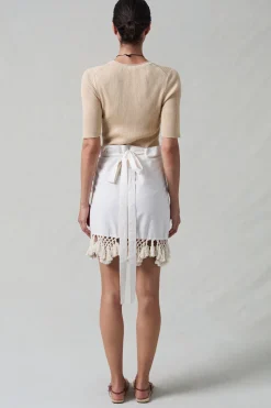 Capri Crochet Wrap Mini Skirt Natural