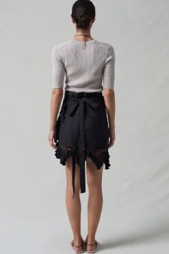 Capri Crochet Wrap Mini Skirt Caviar