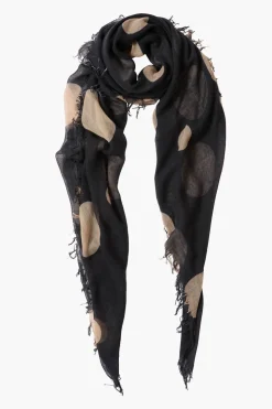 Cashmere and Silk Scarf Black Polka Dot
