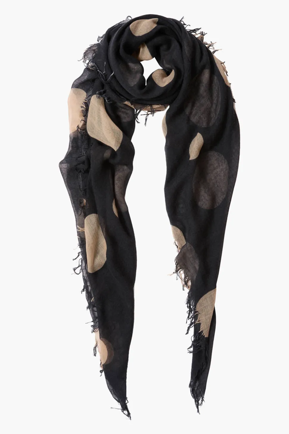 Cashmere and Silk Scarf Black Polka Dot