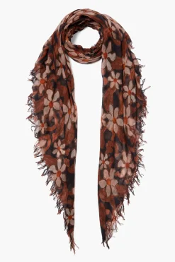 Cashmere and Silk Scarf Dark Sapphire Meadow Floral