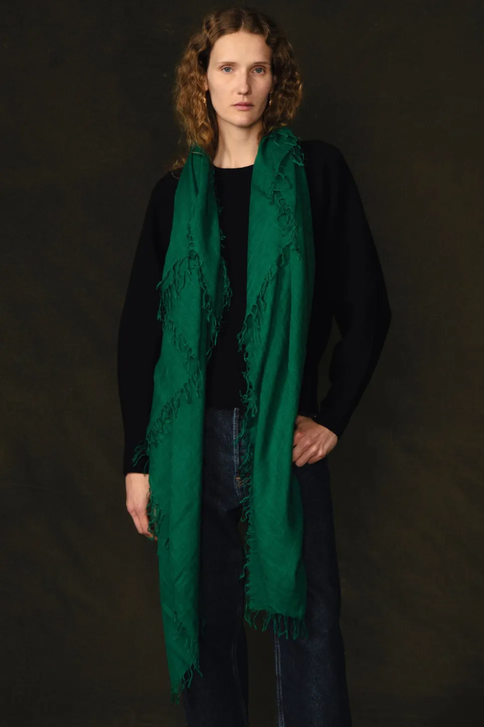 Cashmere and Silk Scarf Emerald