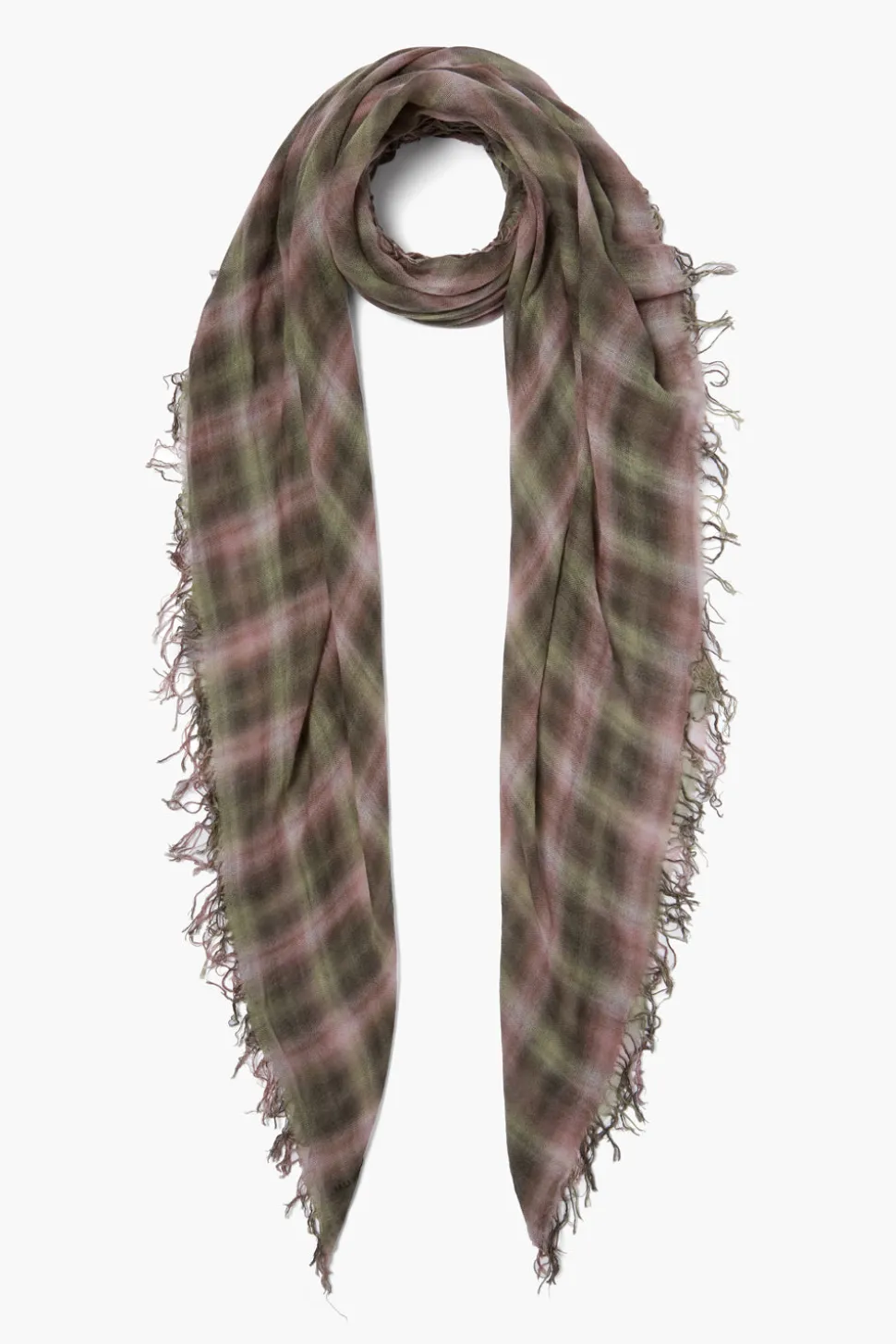 Cashmere and Silk Scarf Forest Plaid