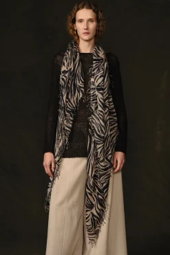 Cashmere and Silk Scarf Mahogany Zebra