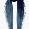 Cashmere and Silk Scarf Pageant Blue Dip Dyed