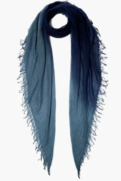 Cashmere and Silk Scarf Pageant Blue Dip Dyed