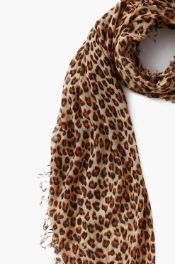 Cashmere and Silk Scarf Roasted Pecan Leopard