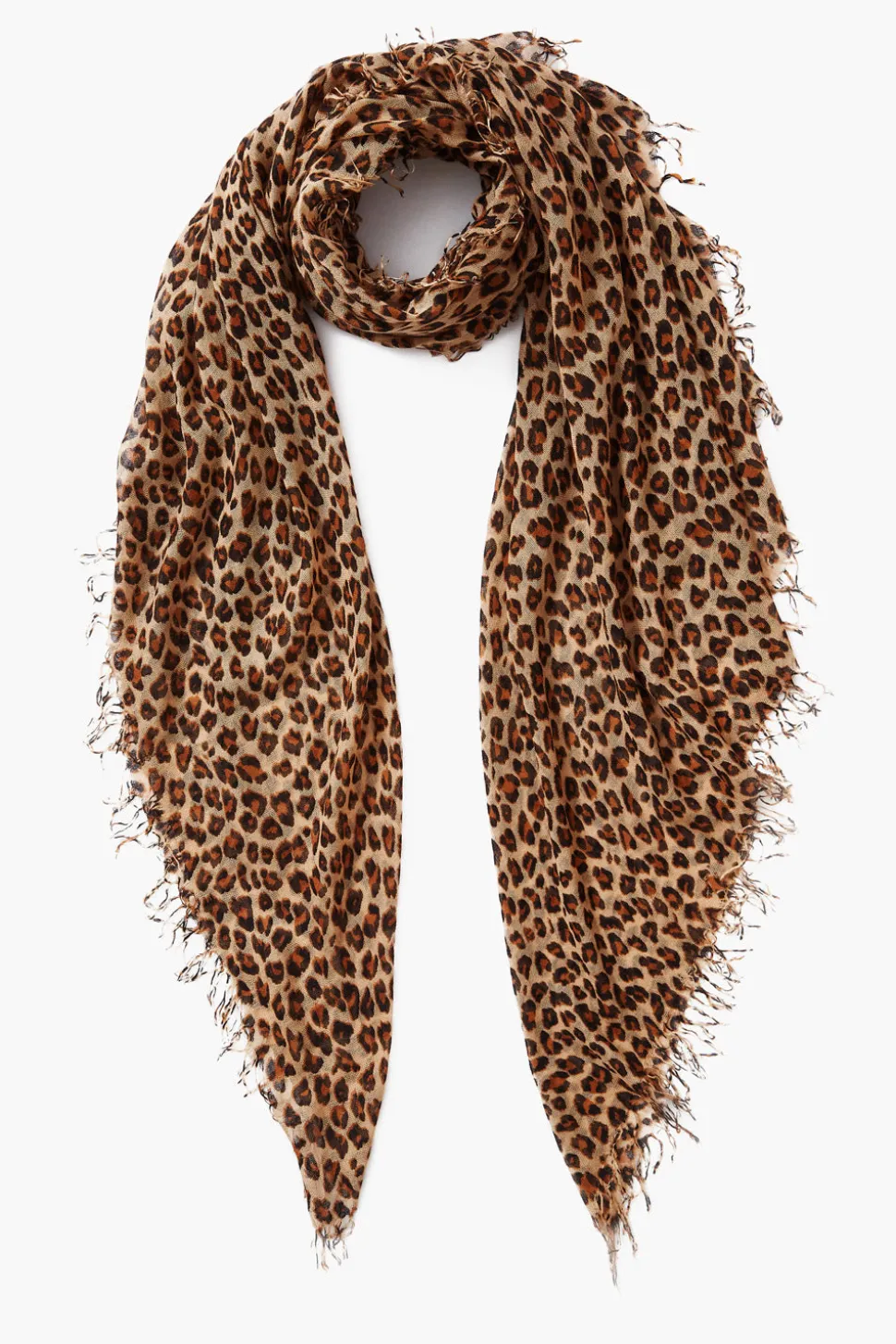 Cashmere and Silk Scarf Roasted Pecan Leopard