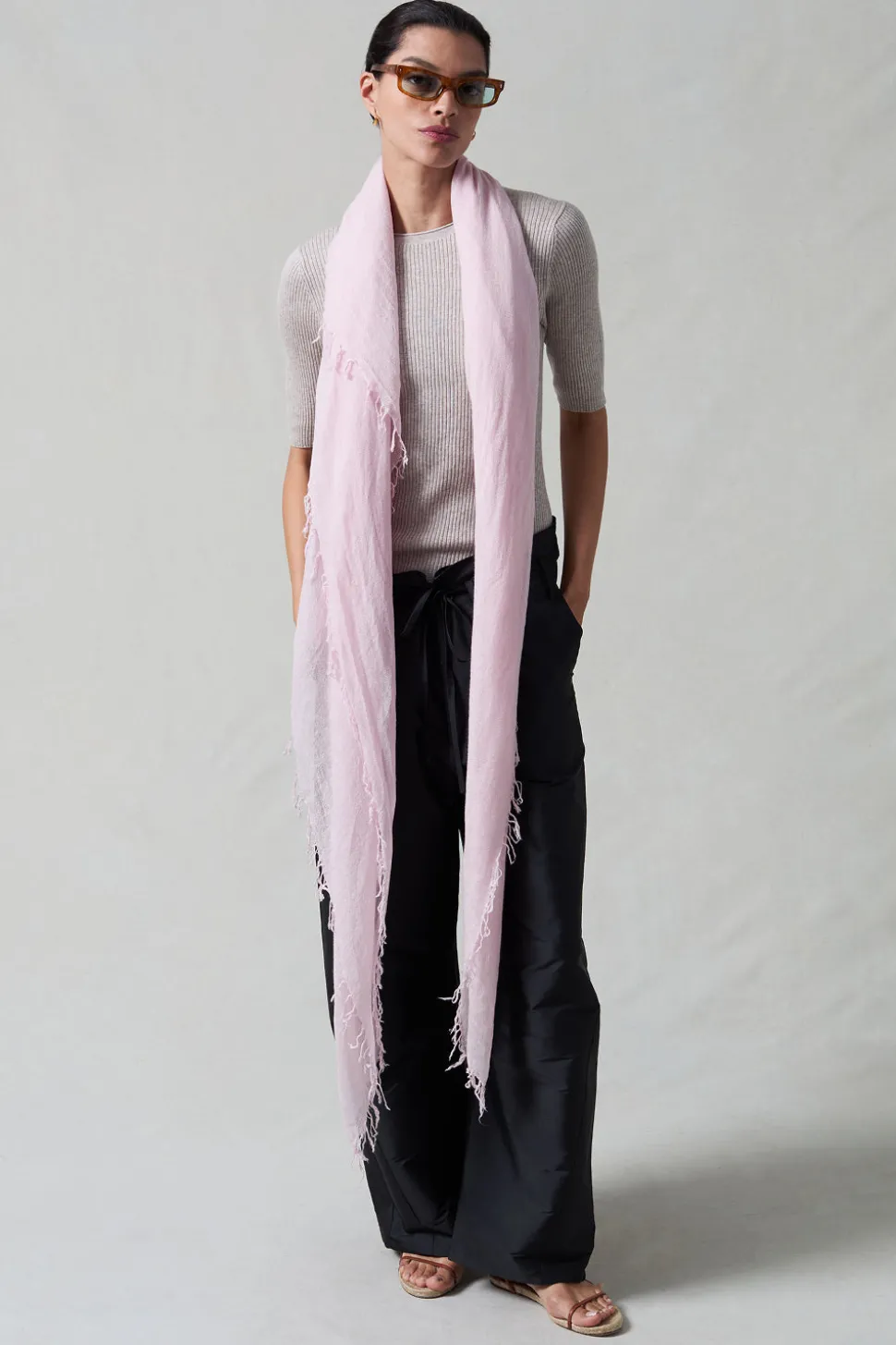 Cashmere and Silk Scarf Rose Water