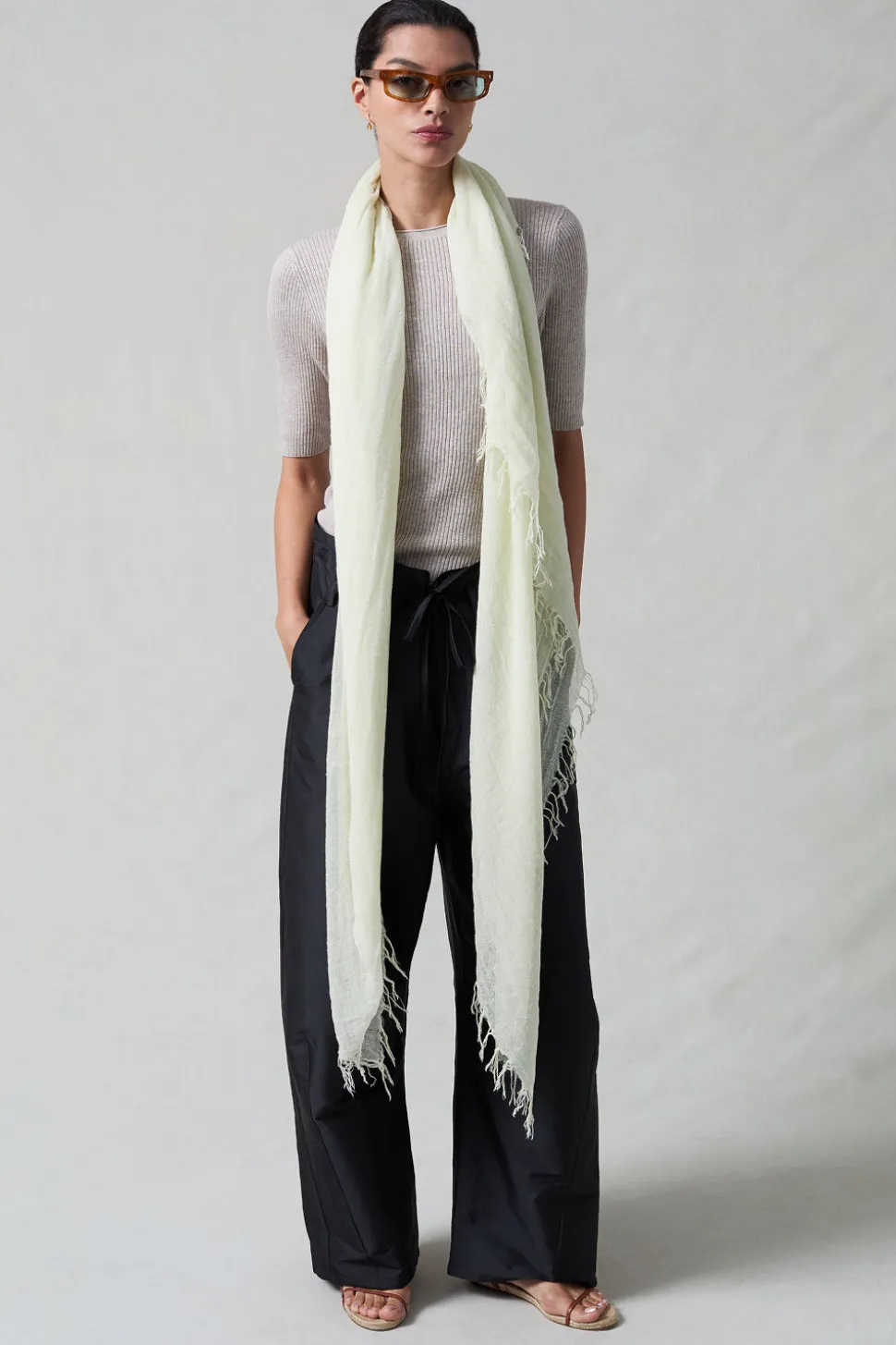 Cashmere and Silk Scarf Translucent Green