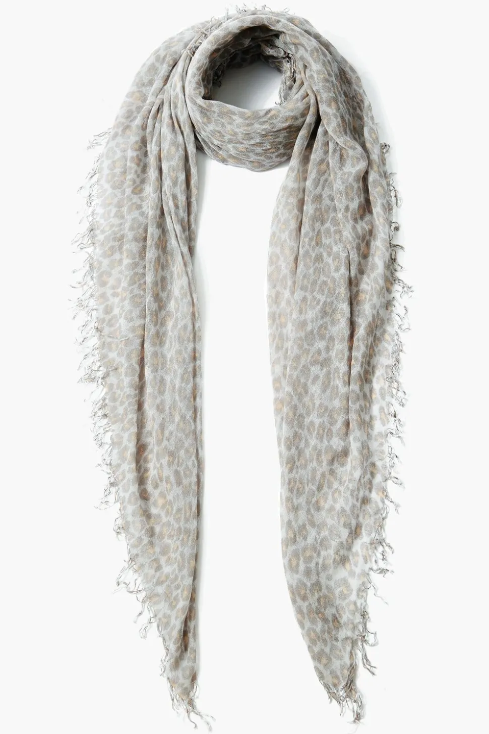 Cashmere and Silk Scarf White Leopard