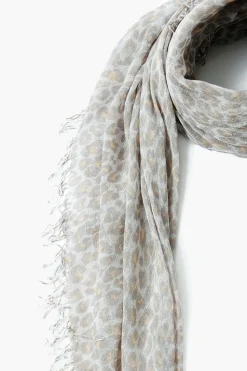 Cashmere and Silk Scarf White Leopard