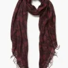 Cashmere and Silk Scarf Wine Kantha Floral