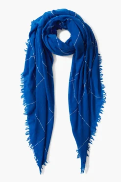 100% Cashmere Scarf Estate Blue Windowpane