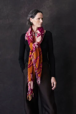 100% Cashmere Scarf Gold Floral