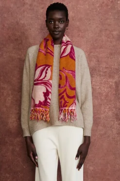100% Cashmere Scarf Gold Floral