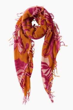100% Cashmere Scarf Gold Floral