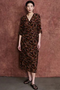Cecilia Silk Wrap Dress Chili Pepper