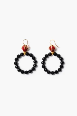 Coral Crown Hoop Earrings Onyx