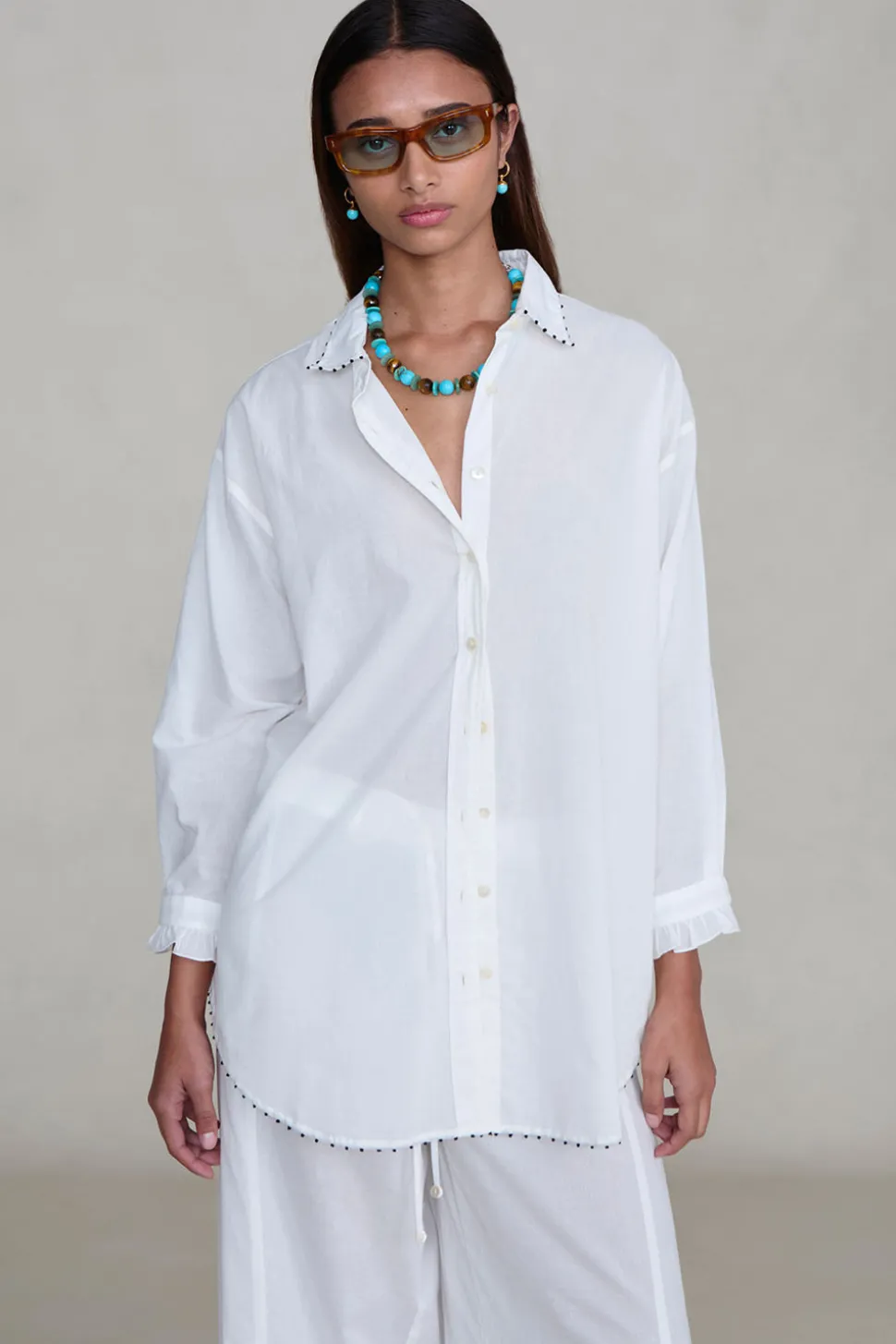 Cotton Ruffle Set White