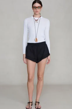 Cotton Ruffle Shorts Black