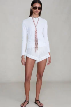 Cotton Ruffle Shorts White