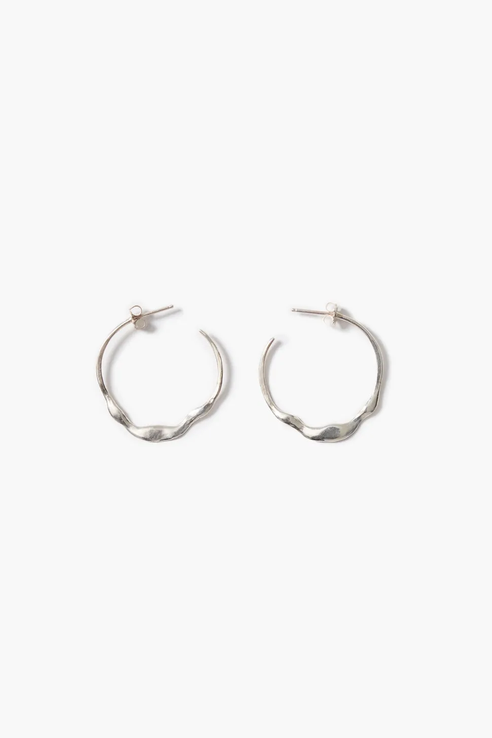 Crescent Hoop Earrings Silver
