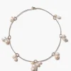 Crown Pearl Collar Necklace Silver
