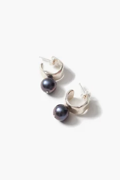 Cuff Hoop Earrings Peacock Pearl