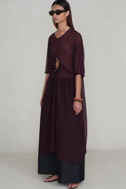 Cutout Sequin Chiffon Tunic Sapphire
