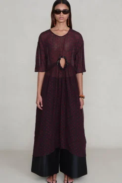 Cutout Sequin Chiffon Tunic Sapphire