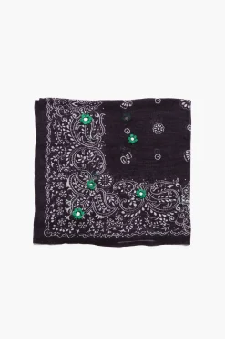 Daisy Embroidered Bandana Black