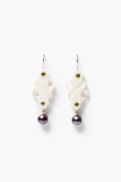 Double Koi Pearl Drop Earrings Peridot