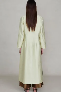 Dupioni Collarless Coat Translucent Green