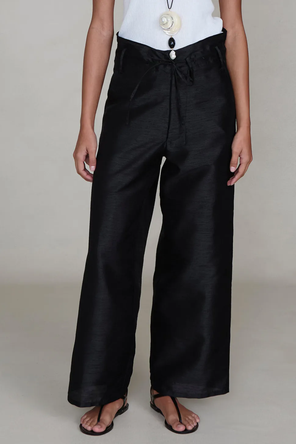 Dupioni Straight Leg Pant Black