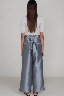Dupioni Straight Leg Pant Steel