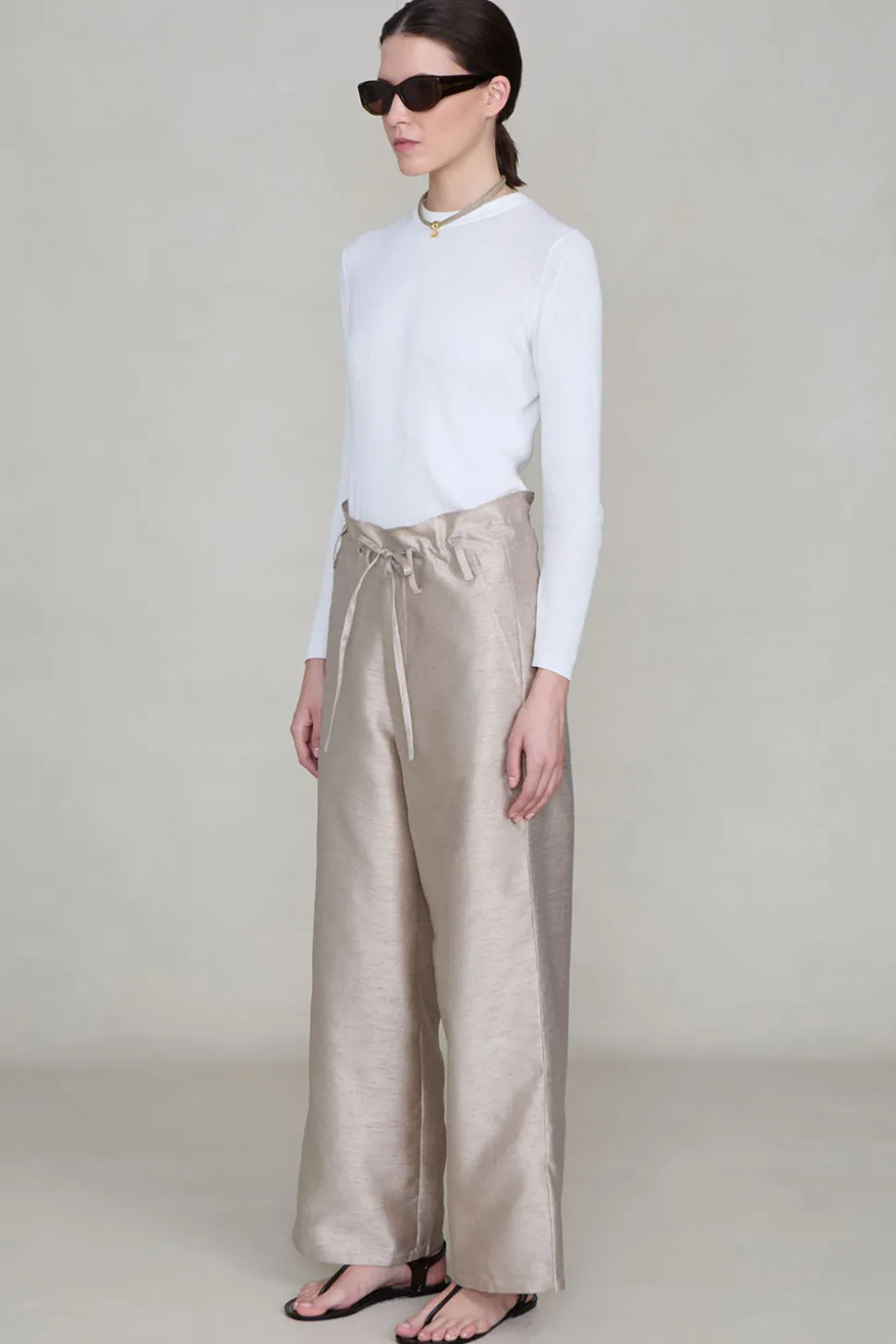Dupioni Straight Leg Pant Taupe