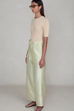 Dupioni Straight Leg Pant Translucent Green