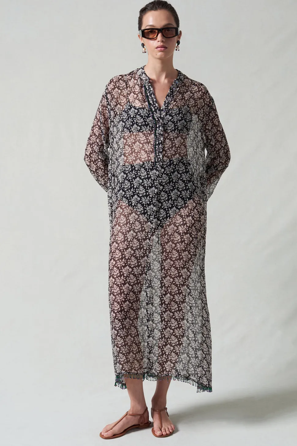 Eloise Beaded Silk Dress Black