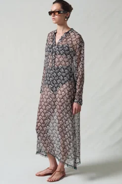 Eloise Beaded Silk Dress Black