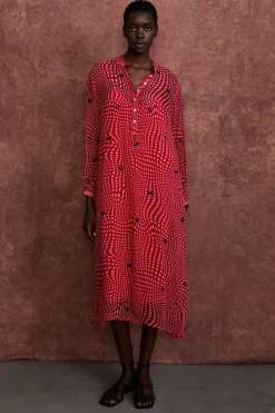 Eloise Dress Red Warped Plaid