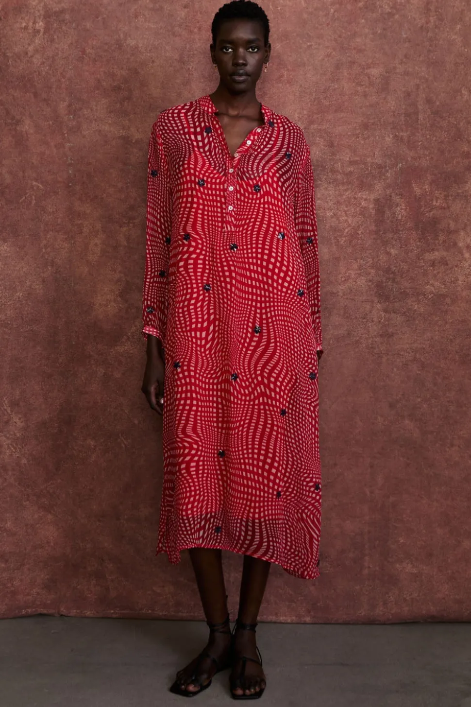 Eloise Dress Red Warped Plaid
