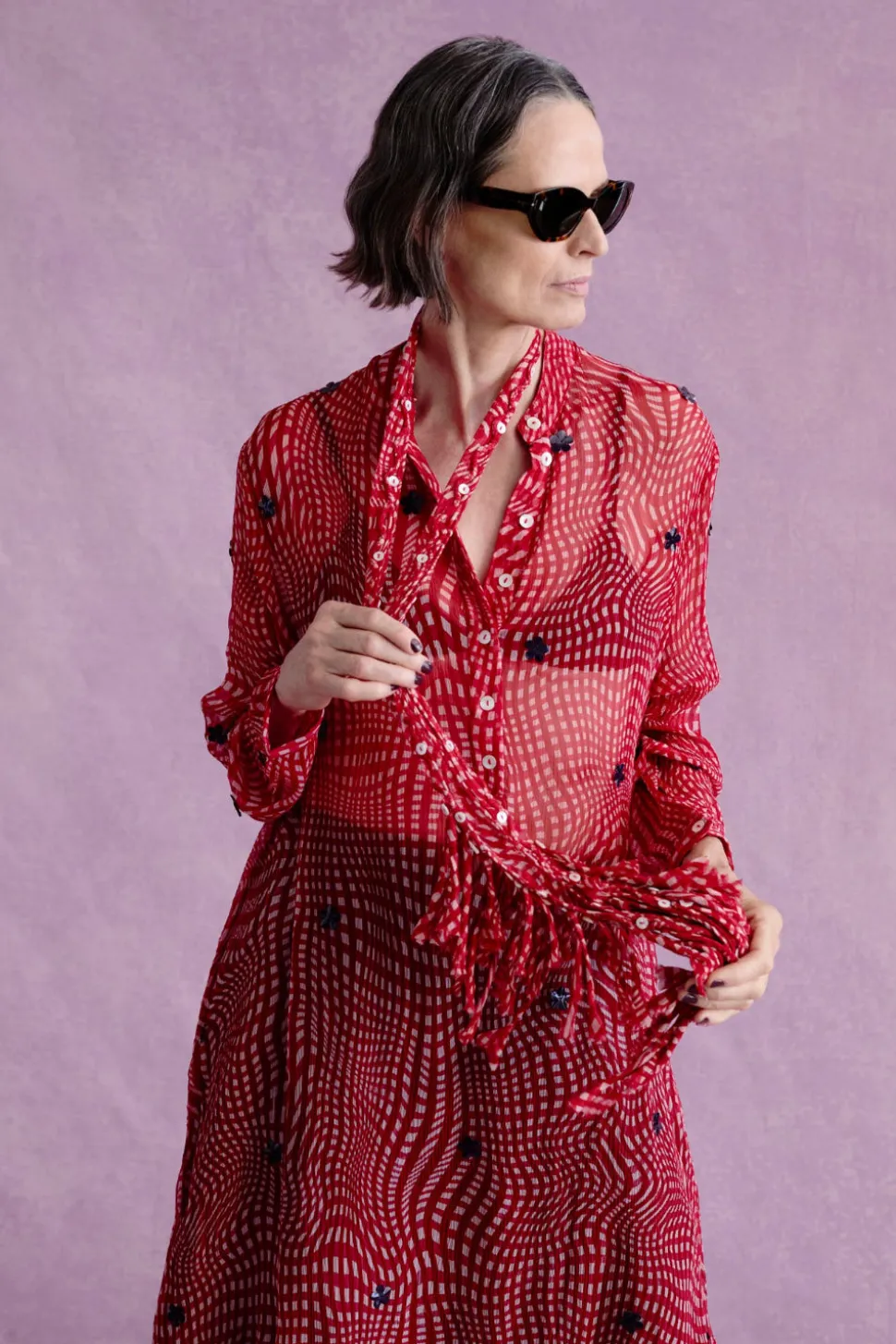 Eloise Dress Red Warped Plaid