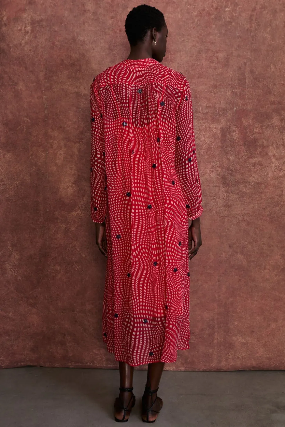 Eloise Dress Red Warped Plaid
