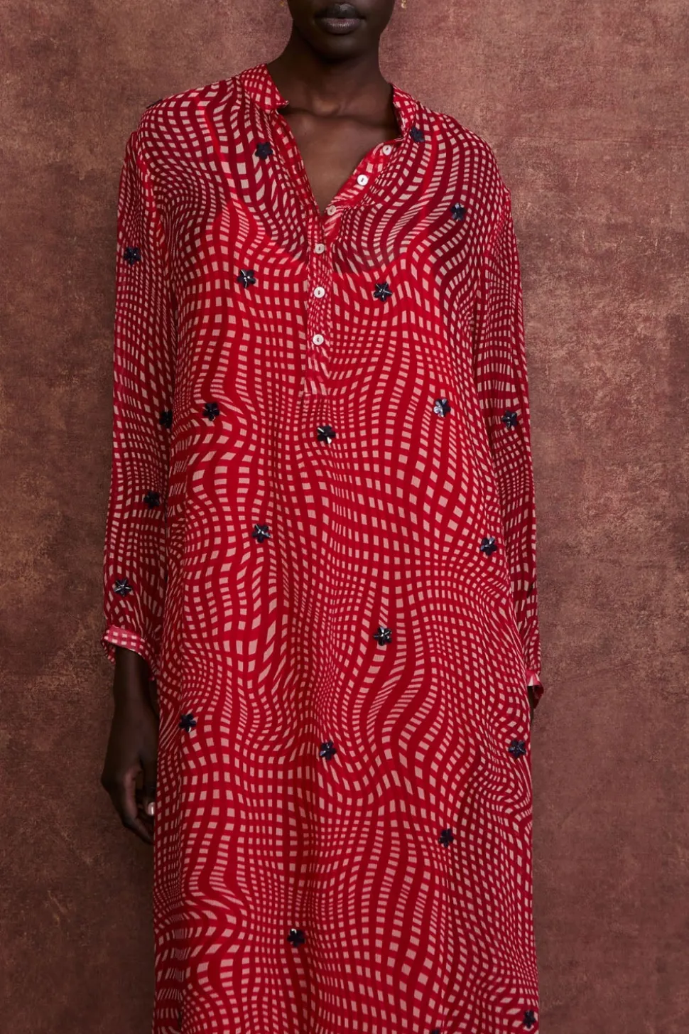 Eloise Dress Red Warped Plaid