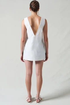 Exaggerated Dupioni Tank White